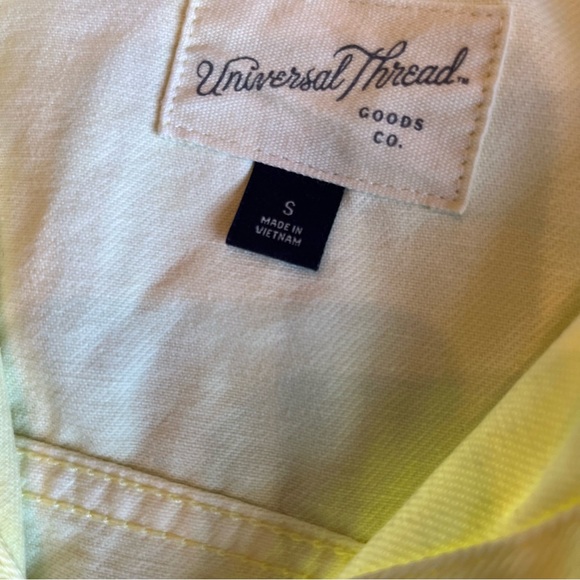 Lemon Yellow Denim Jacket Universal Thread Snap Down Shacket Womens Small - Picture 2 of 9